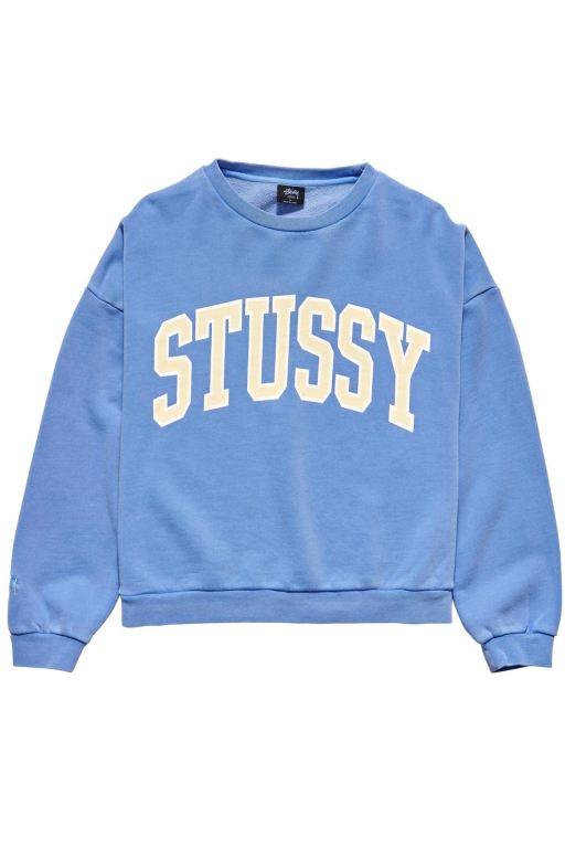 Stussy Womens Campus OS Crew Sweaters Blue - OQKNP2765